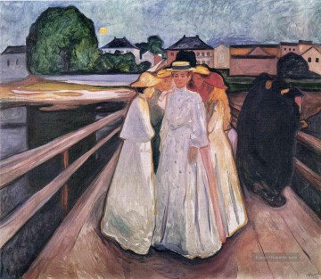  Damen Kunst - die Damen auf dem Brücke 1903 Edvard Munch